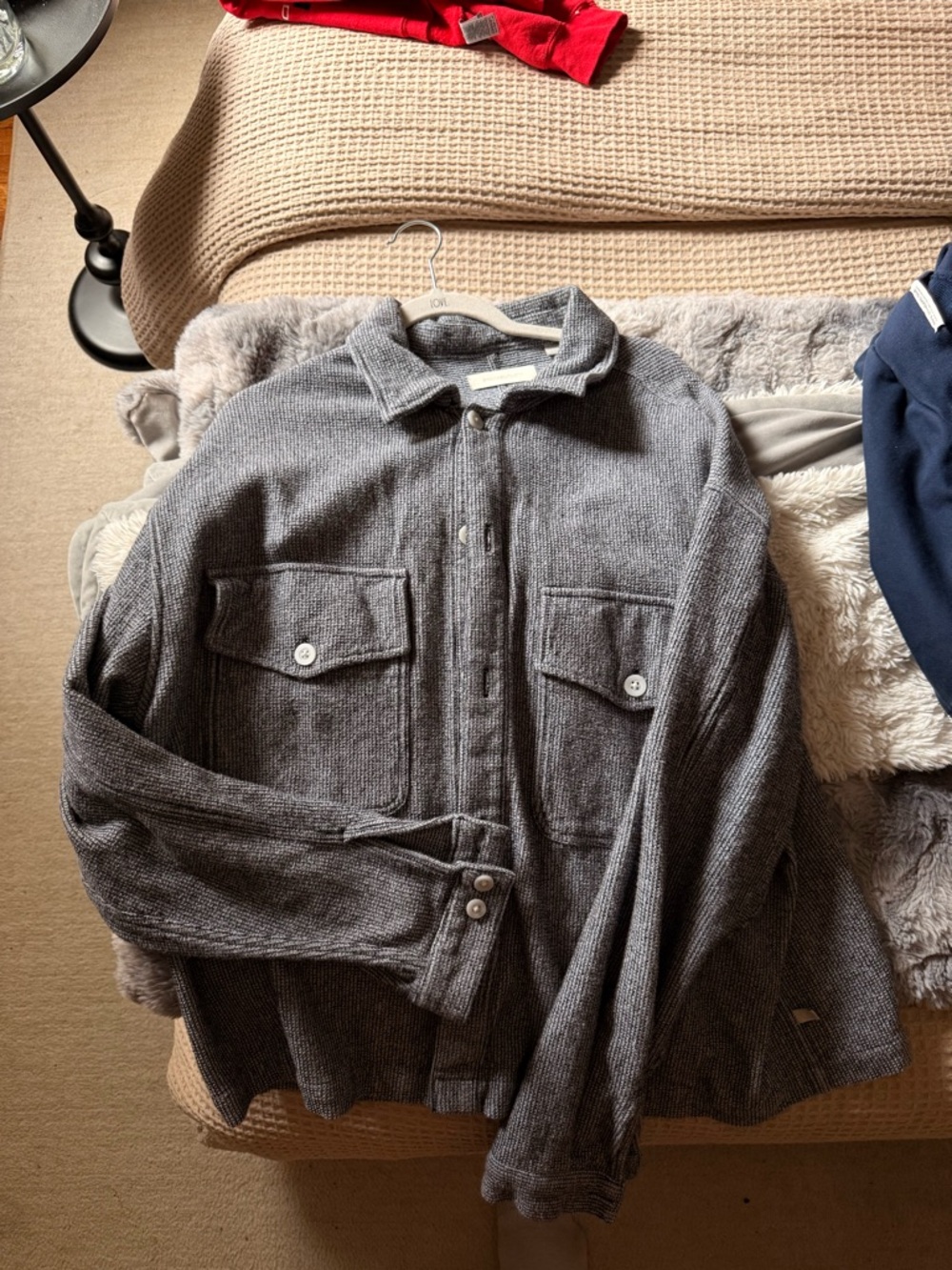 Men's Lightweight Gray Knit Shirt Jacket